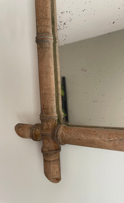French faux bamboo ash wooden vertical mirror