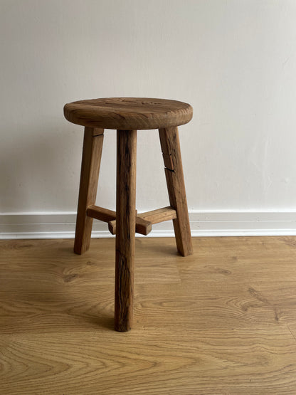 Antique round wooden stool