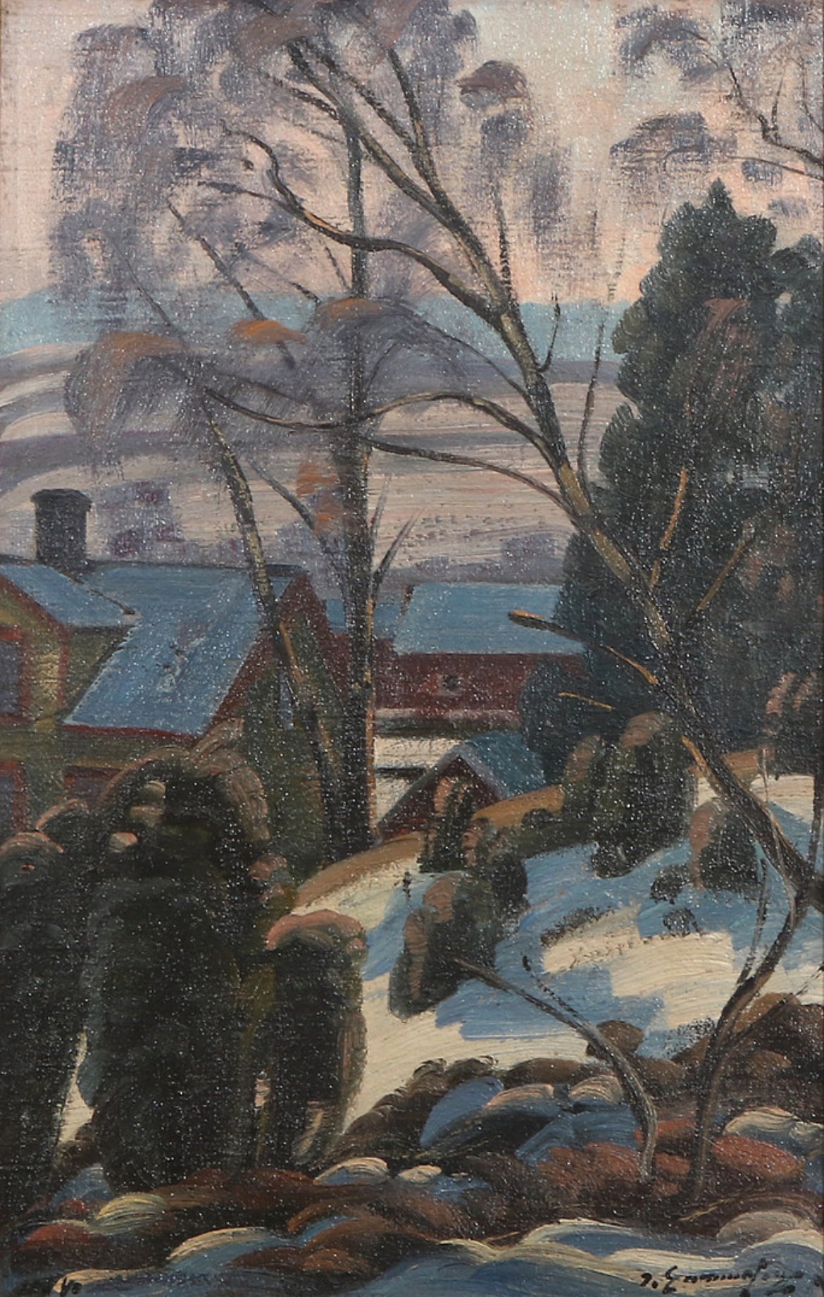 Village winter scene