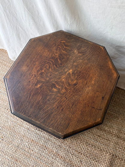 Heals Arts and Crafts vintage oak side table with octagonal top
