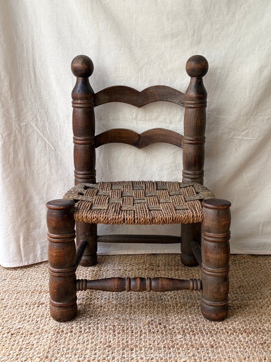 Low oak rush-seat chair attributed to Charles Dudouyt