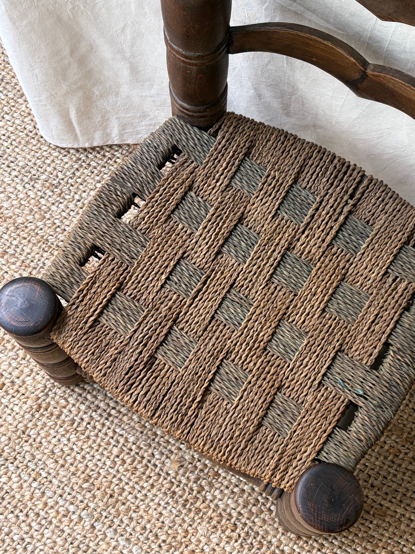 Low oak rush-seat chair attributed to Charles Dudouyt