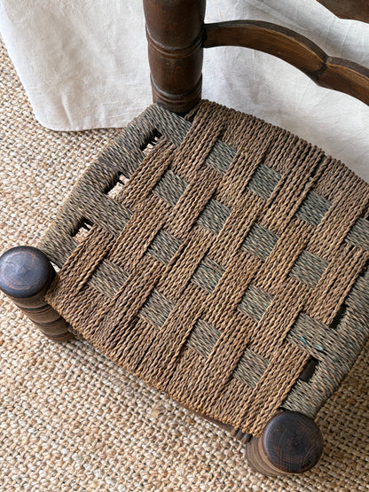 Low oak rush-seat chair attributed to Charles Dudouyt