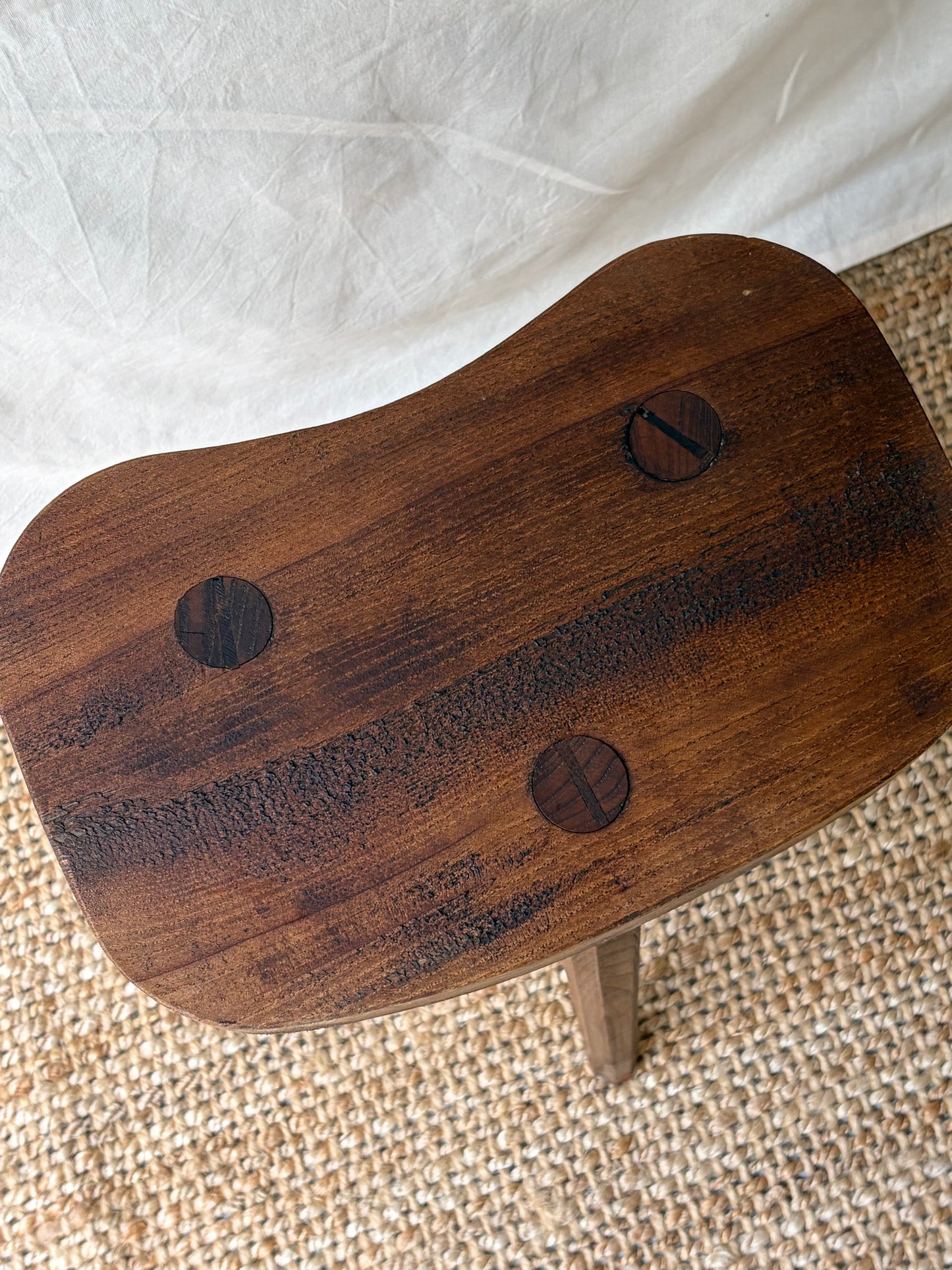 Vintage dark brown tripod stool