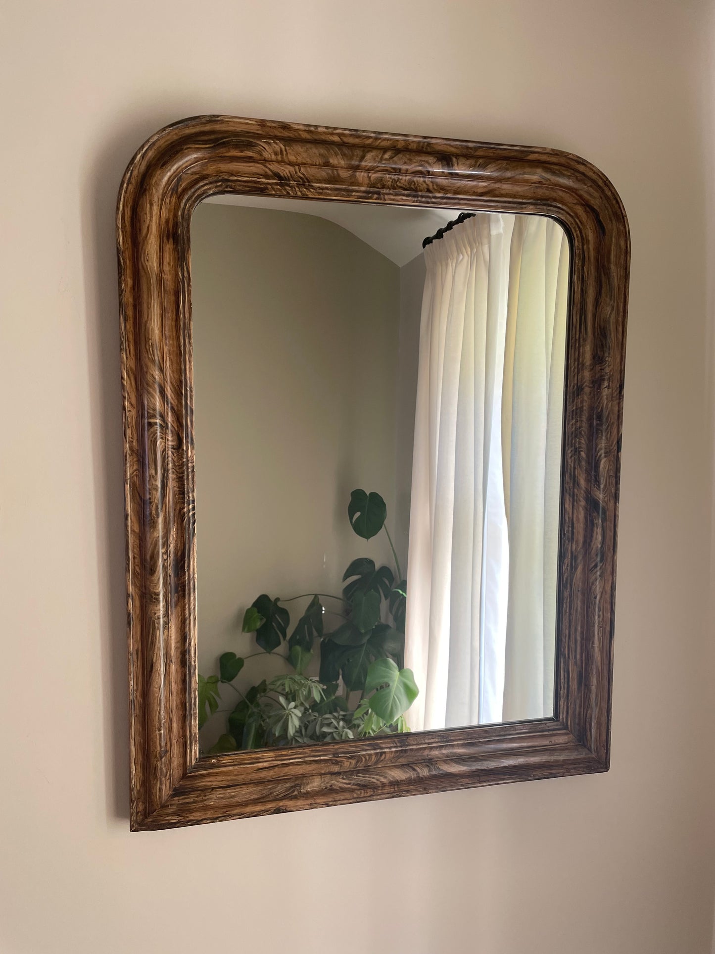 Faux marble French mirror, 20th century