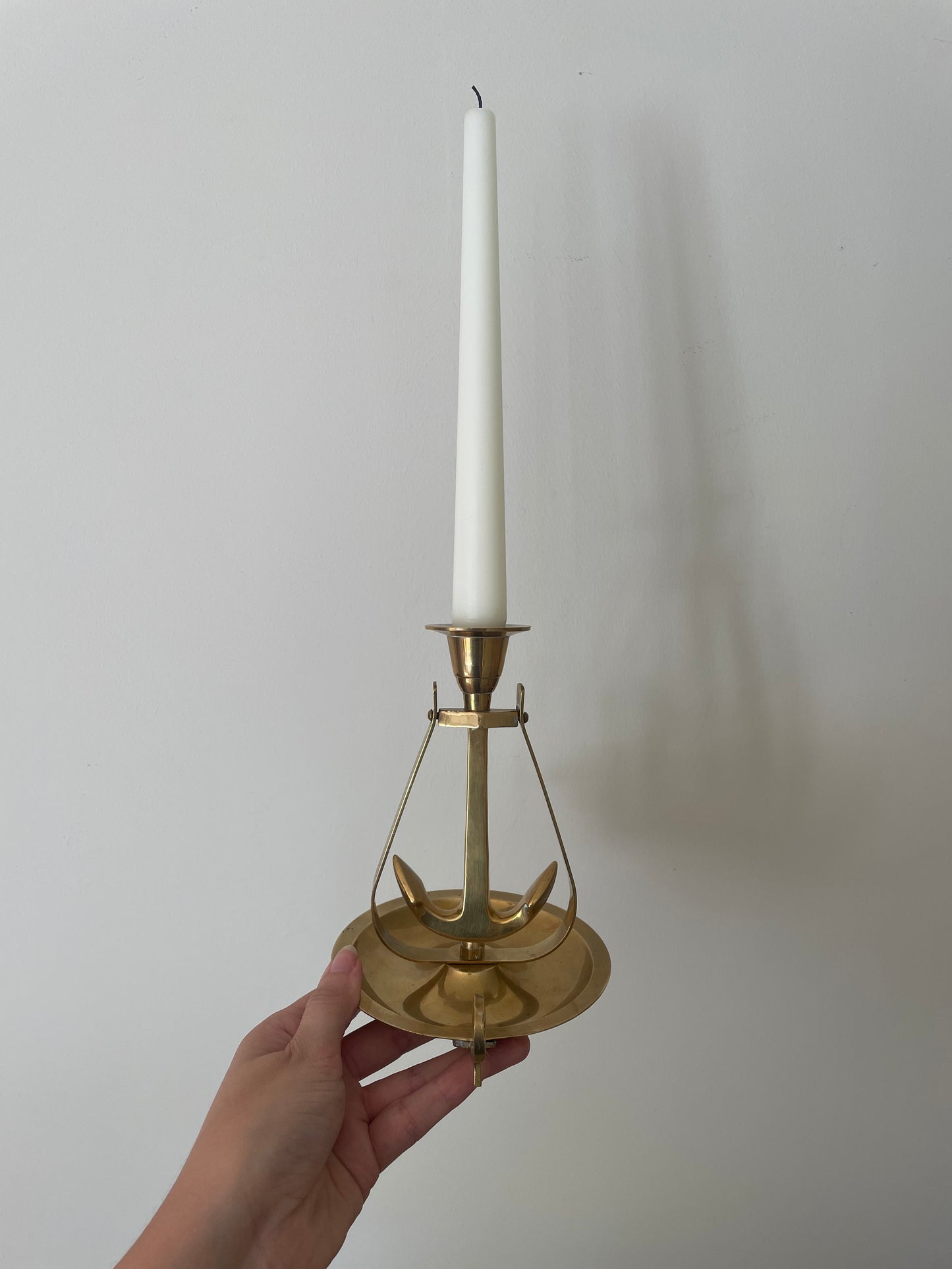 Brass ship candlestick holder