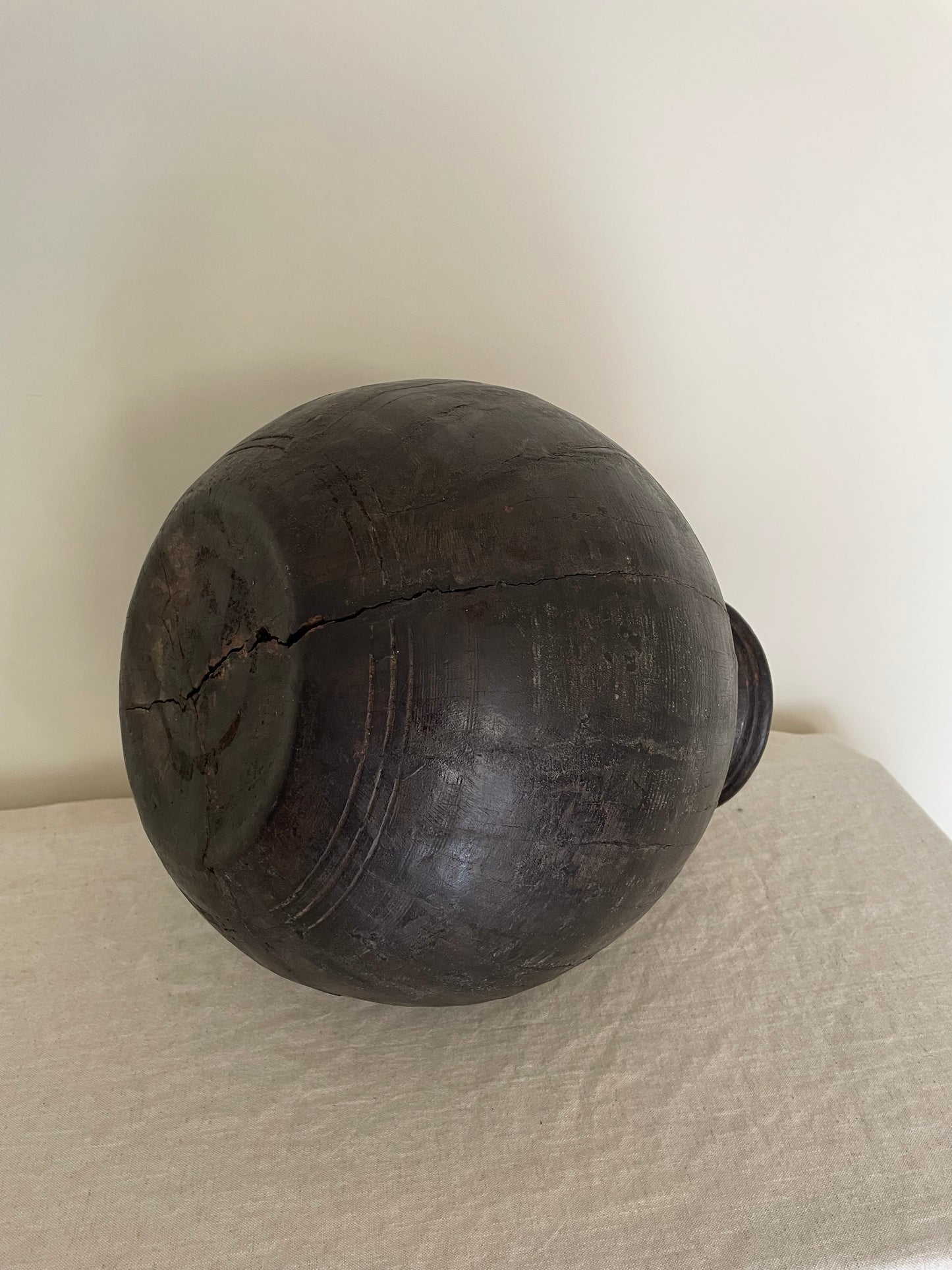 Dark wooden vintage vase