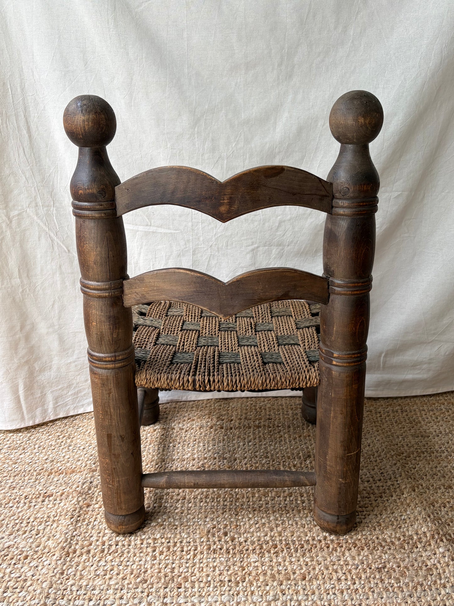 Low oak rush-seat chair attributed to Charles Dudouyt