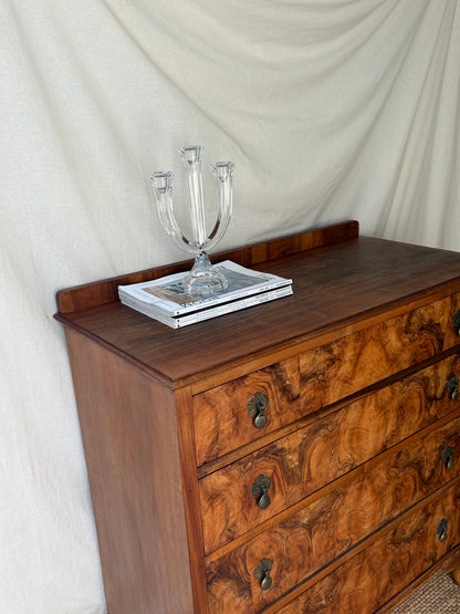 1930’s vintage burr walnut chest of drawers