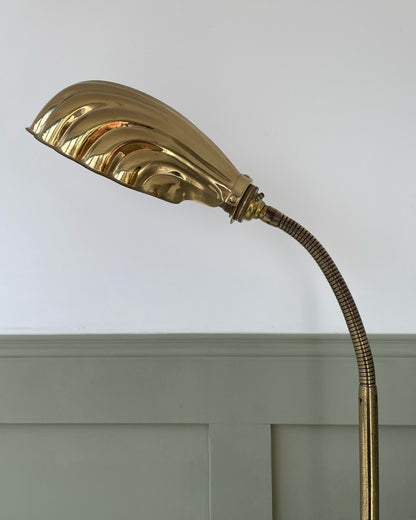 Brass clam shell desk lamp