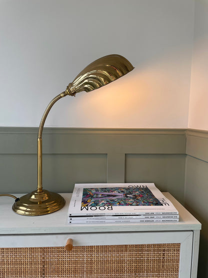 Brass clam shell desk lamp