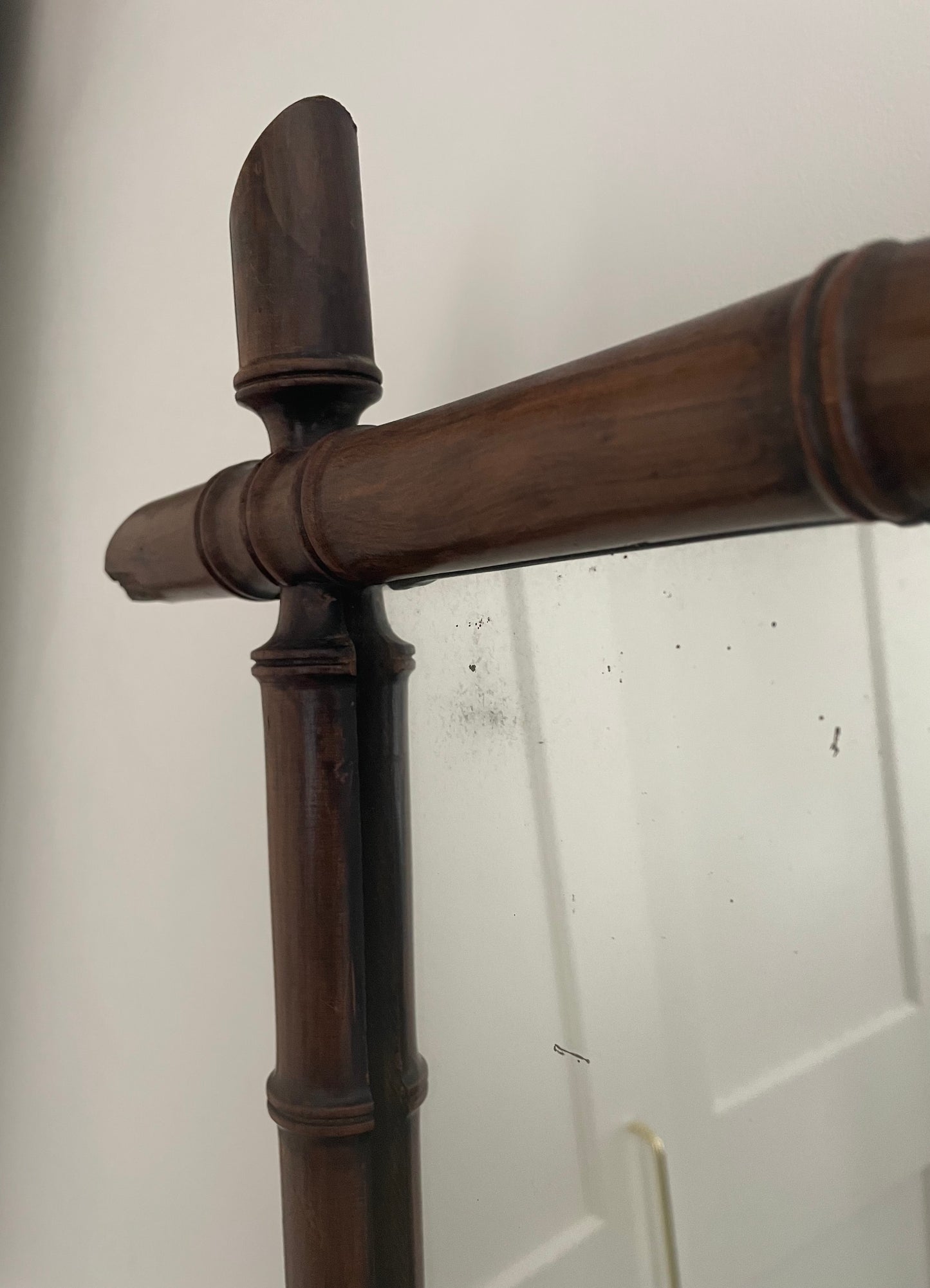 Vintage wooden faux bamboo French mirror - landscape orientation