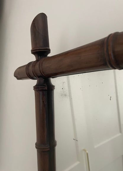 Vintage wooden faux bamboo French mirror - landscape orientation