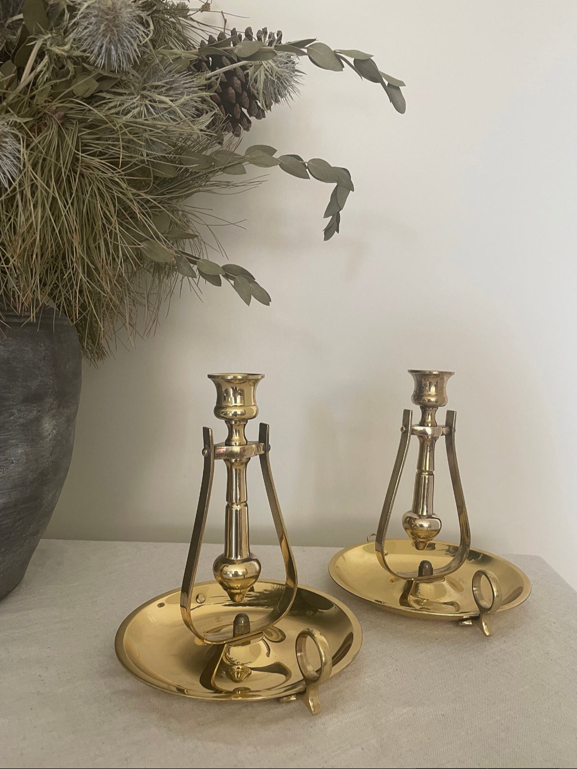 Brass ship candle sconces and holder