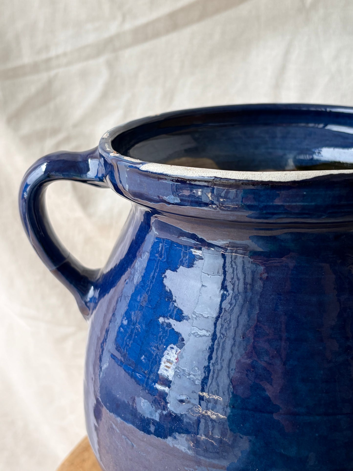 Vintage blue gazed terracotta jug