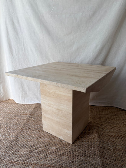 Vintage travertine stone beige side table