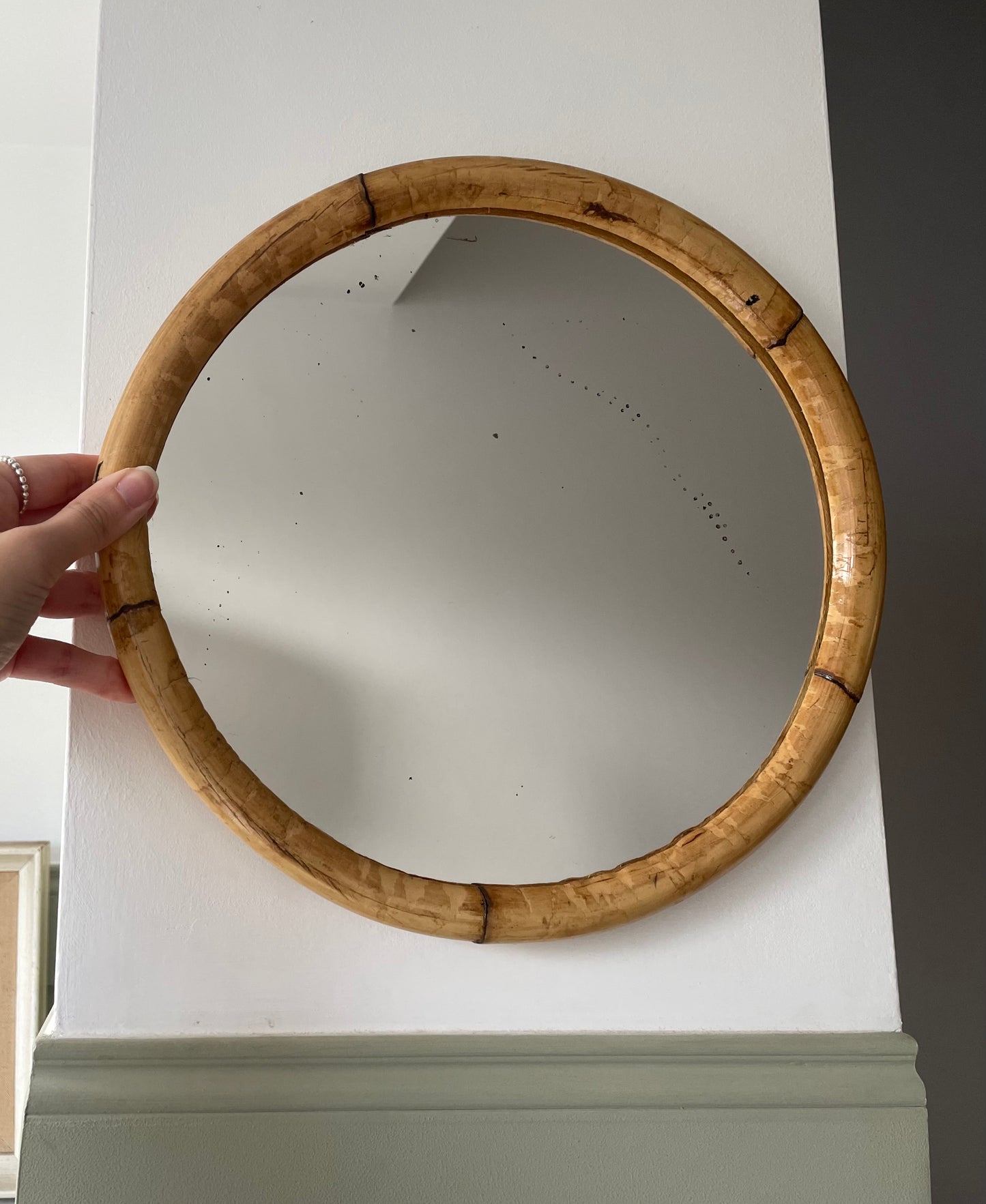 Bamboo small round mirror
