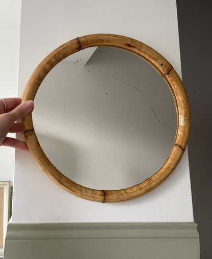 Bamboo small round mirror