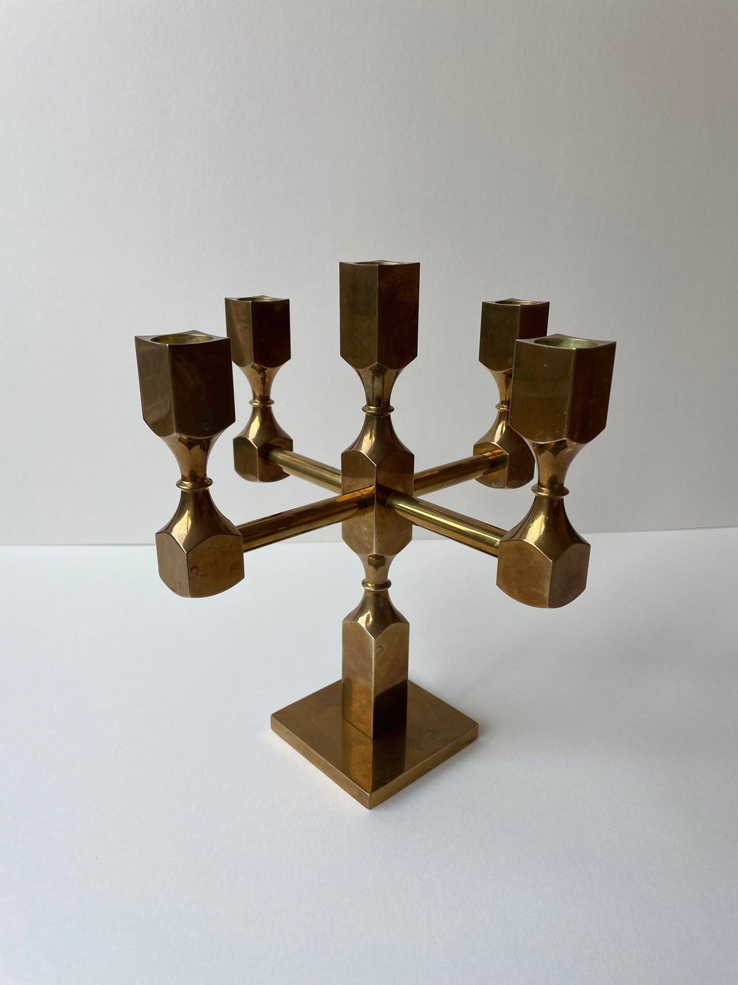 Four arm solid brass candelabra by Metallslöjden Gusum