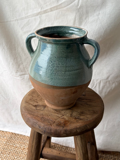 Blue-green vintage semi glazed jug