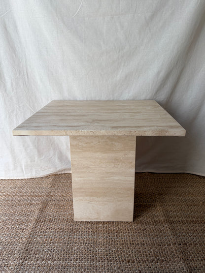 Vintage travertine stone beige side table