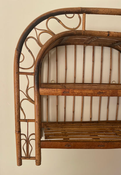 Vintage tortoise shell bamboo curved wall shelf