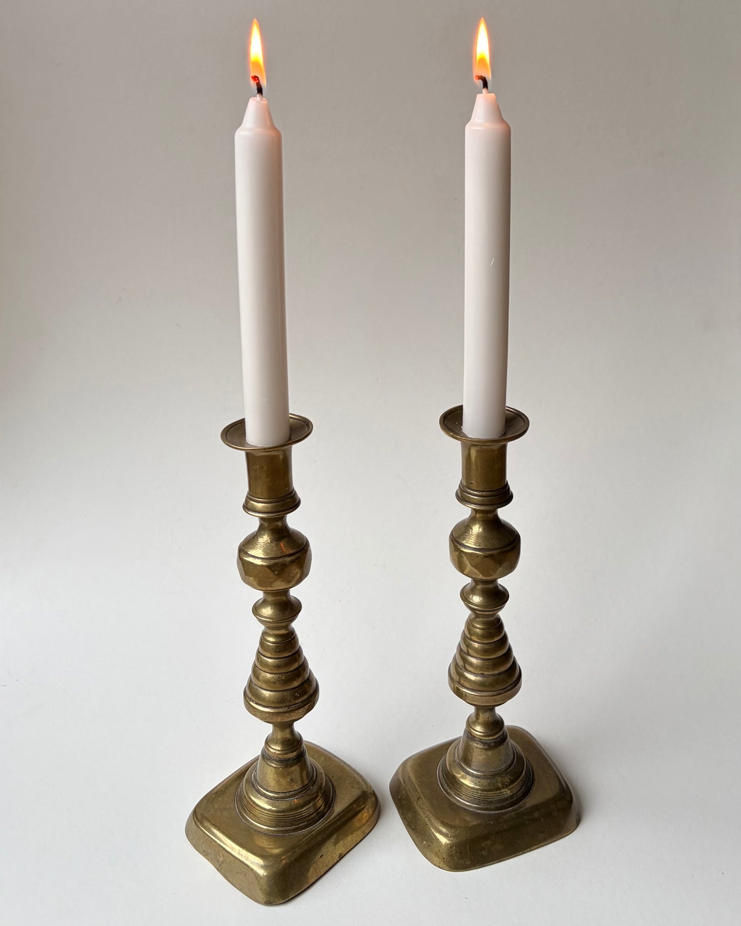 Solid brass vintage candlestick holders (pair)