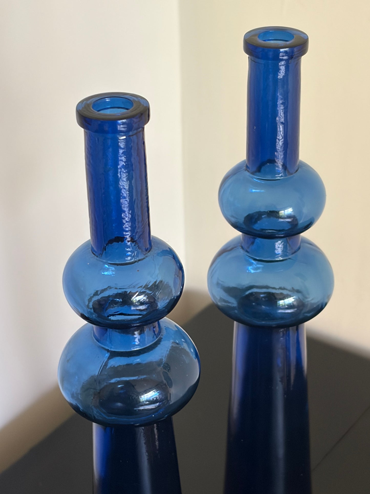Pair of vintage blue bud vases