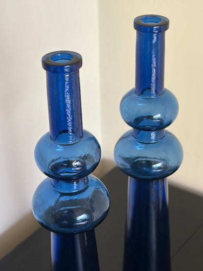 Pair of vintage blue bud vases