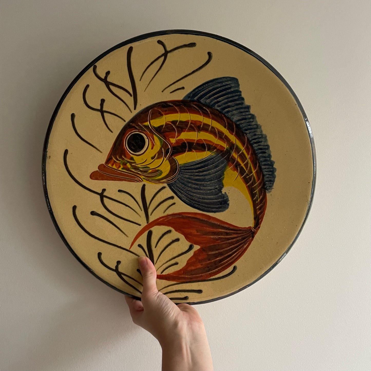 Large colourful fish wall plate by Puigdemont