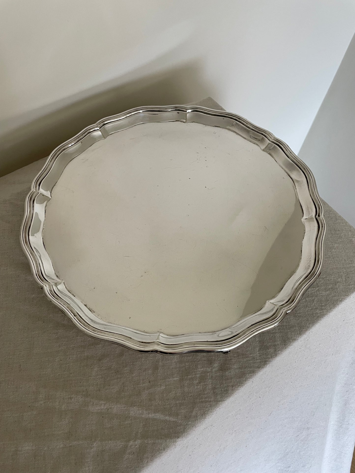 Silver plated vintage circular tray
