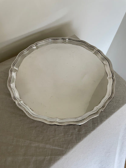 Silver plated vintage circular tray