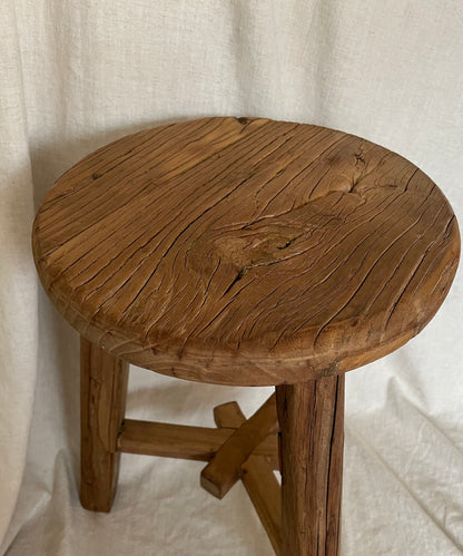 Antique round wooden stool