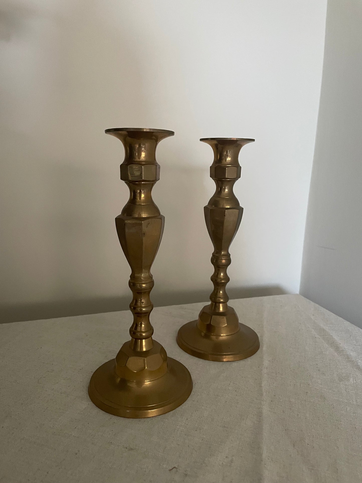 Brass pair of candlestick holders