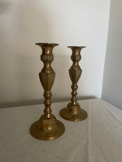 Brass pair of candlestick holders