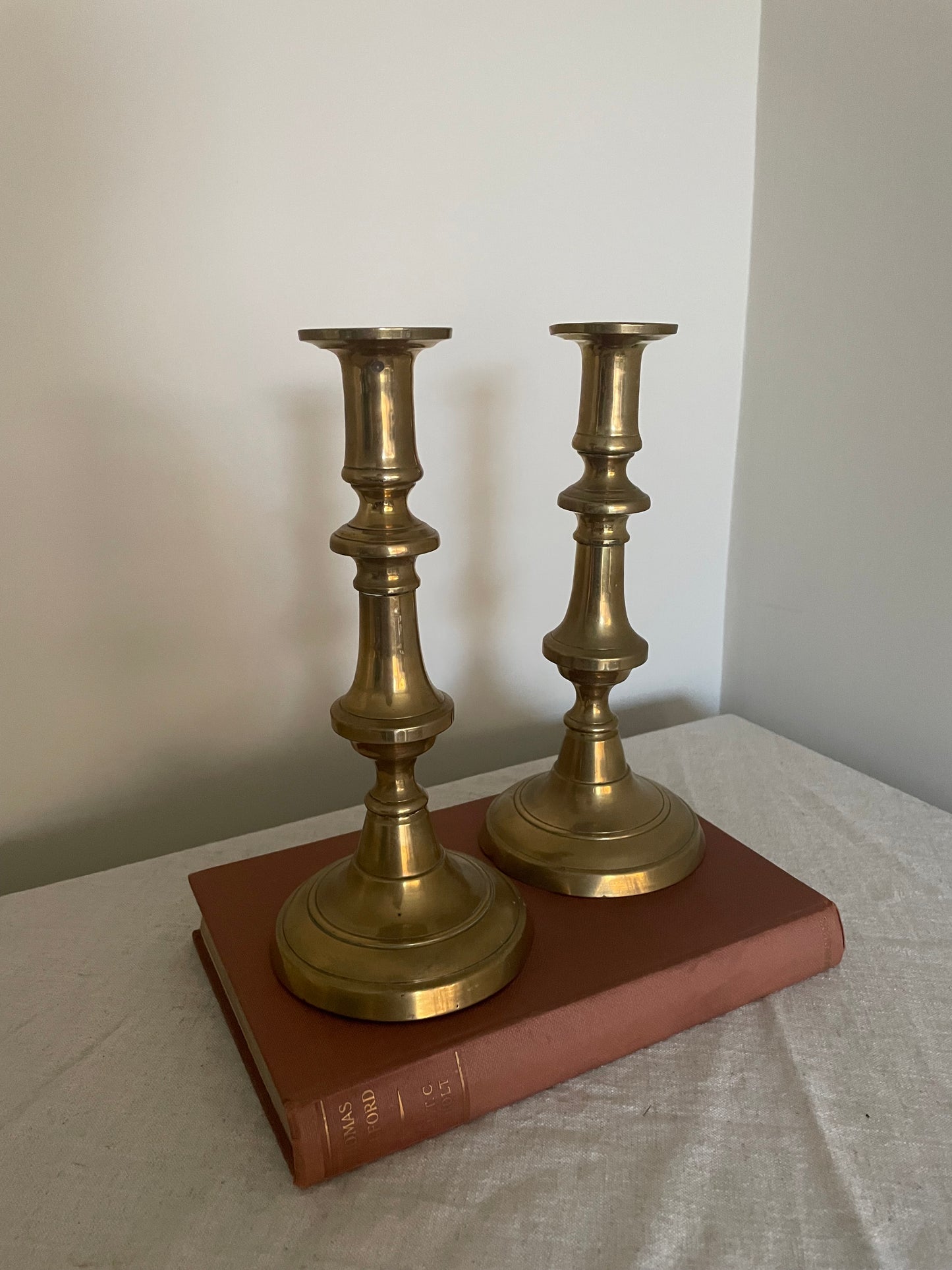 Pair of brass candle stick holders