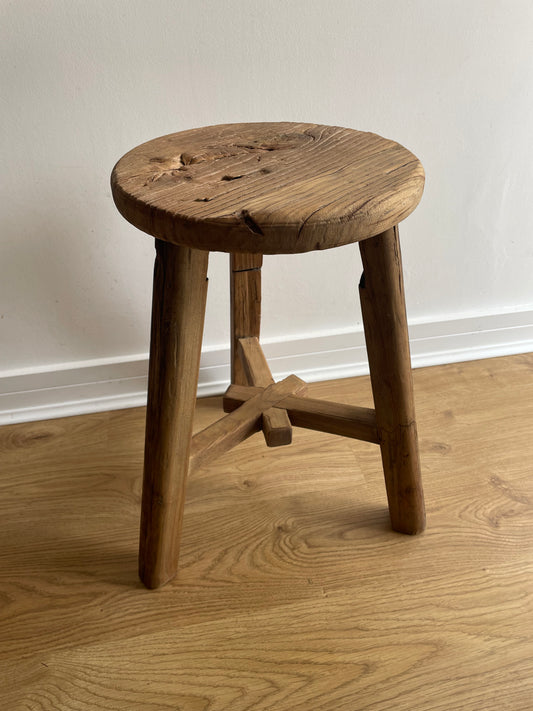 Antique round wooden stool