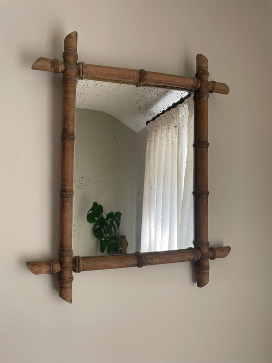 French faux bamboo ash wooden vertical mirror