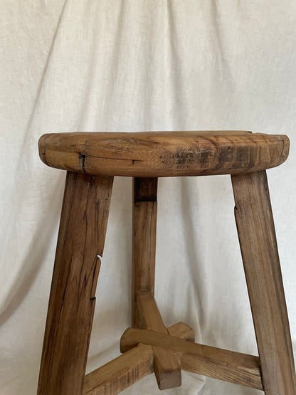 Antique round wooden stool