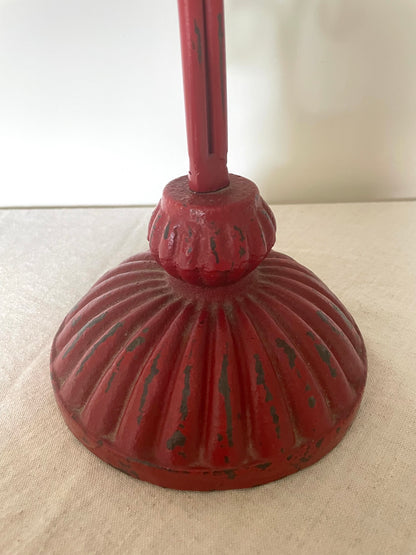 Red cast iron vintage mirror