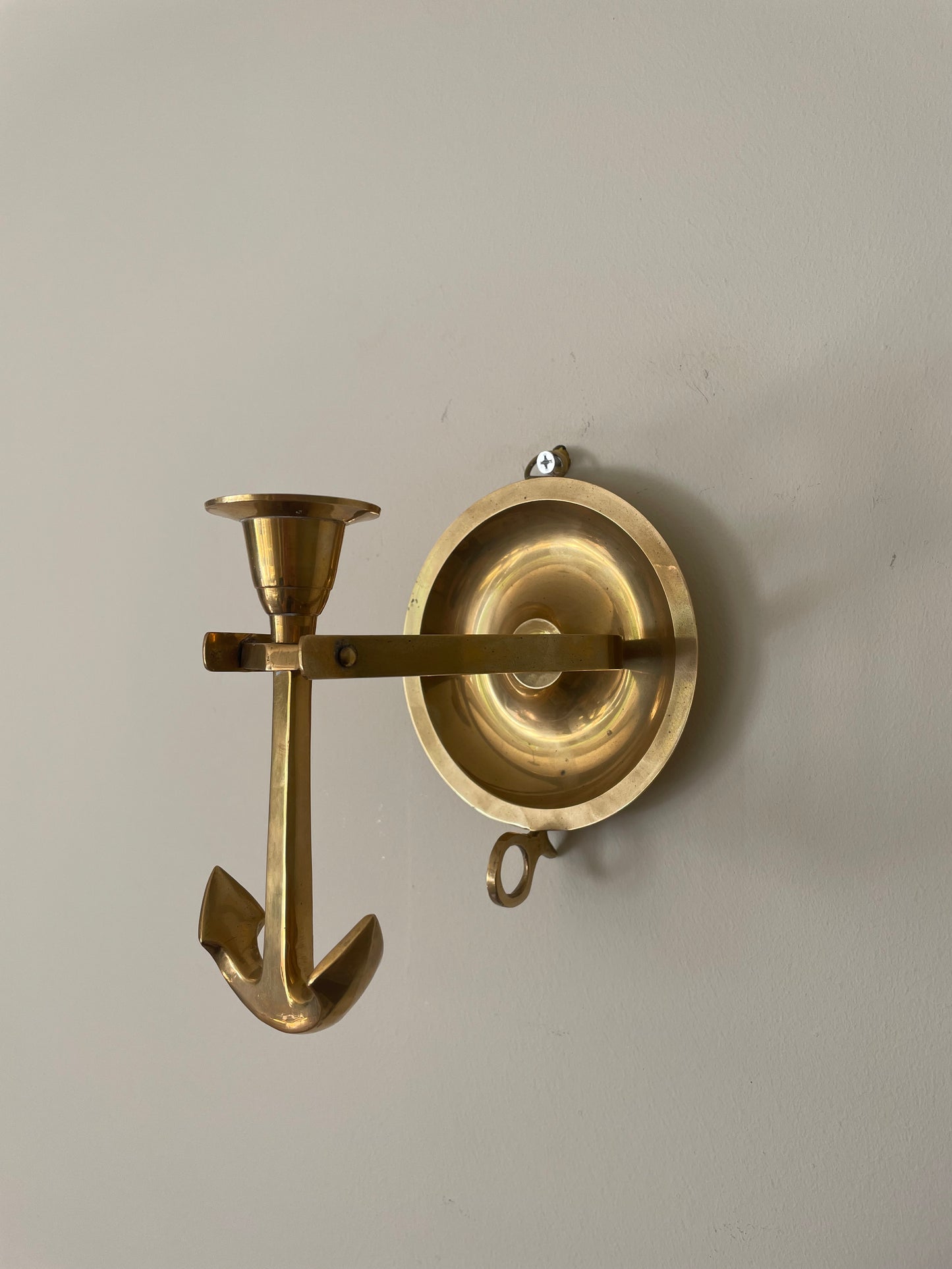 Brass ship candlestick holder