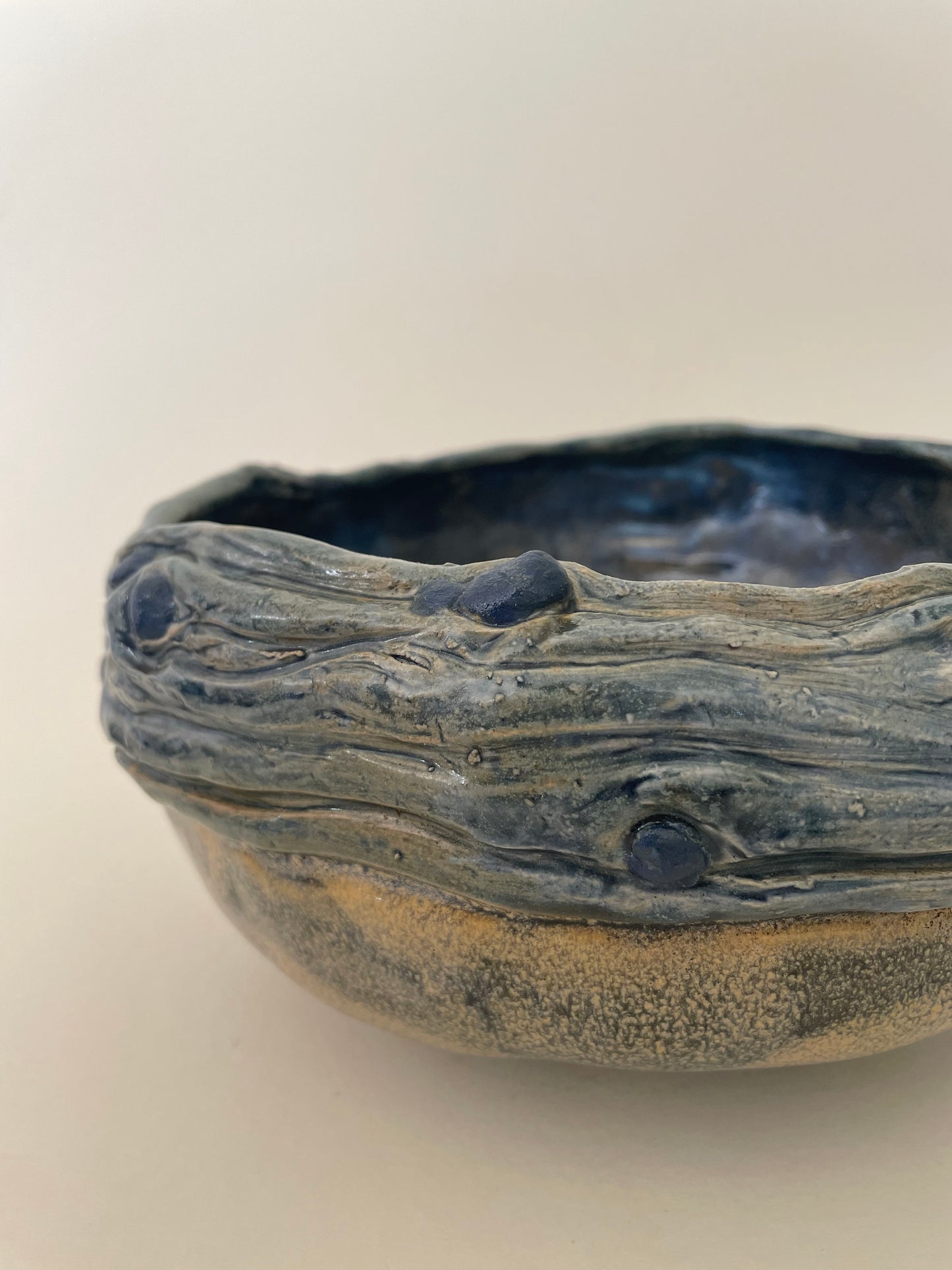 Handmade blue pottery bowl