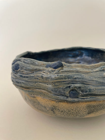 Handmade blue pottery bowl