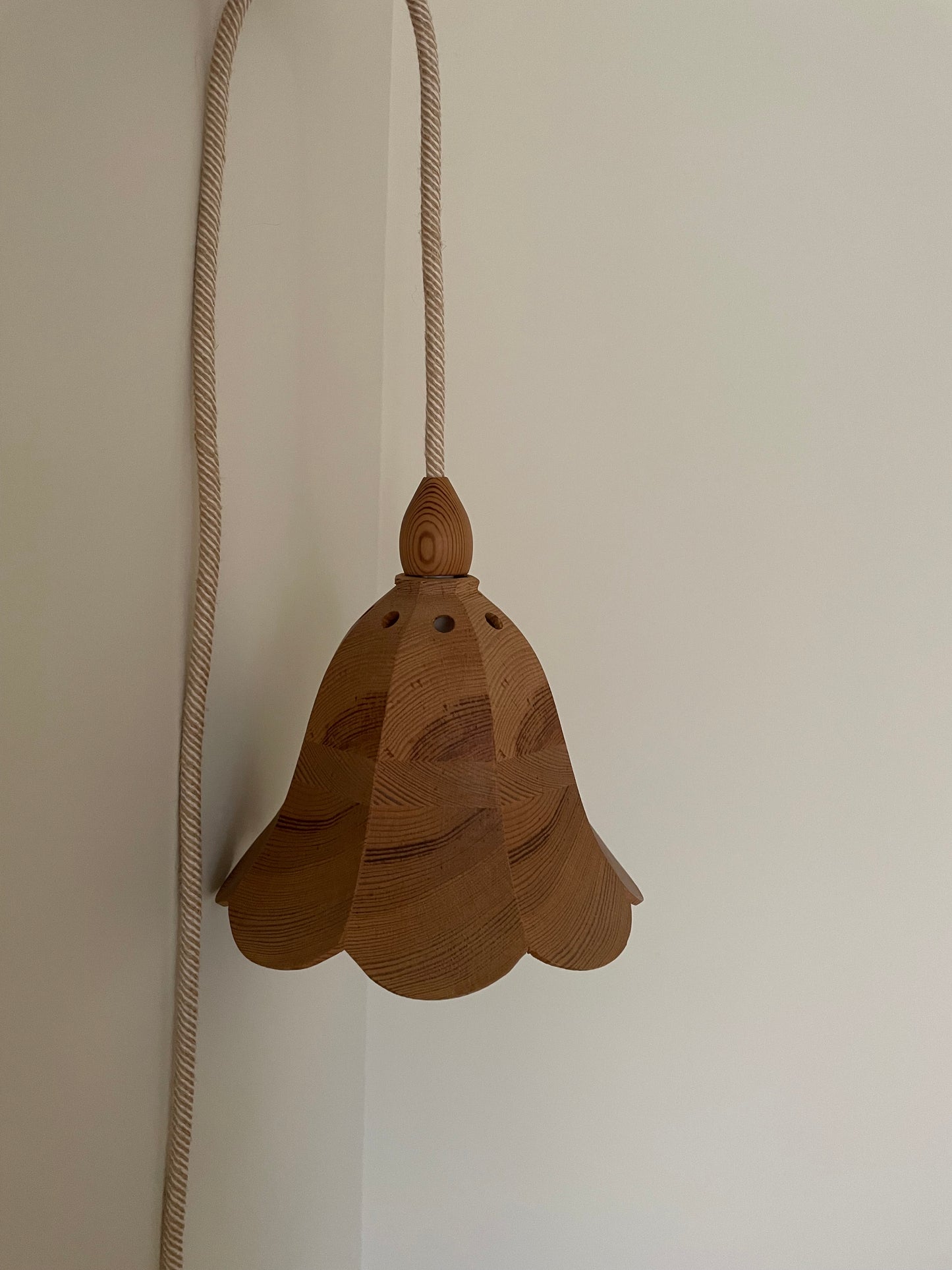 Bell shaped pine wooden wall plug-in lights