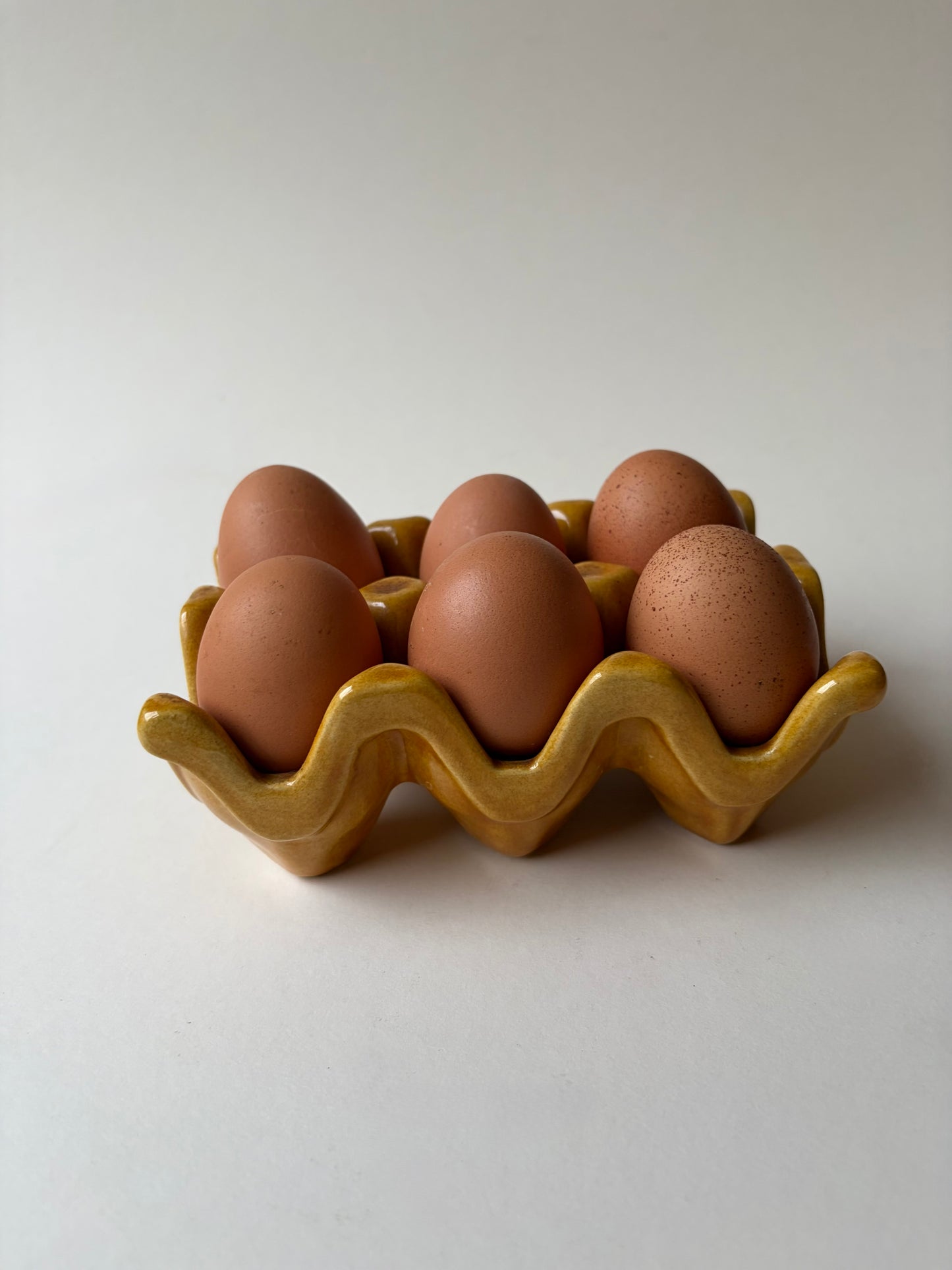 Vintage yellow mustard ceramic egg holder