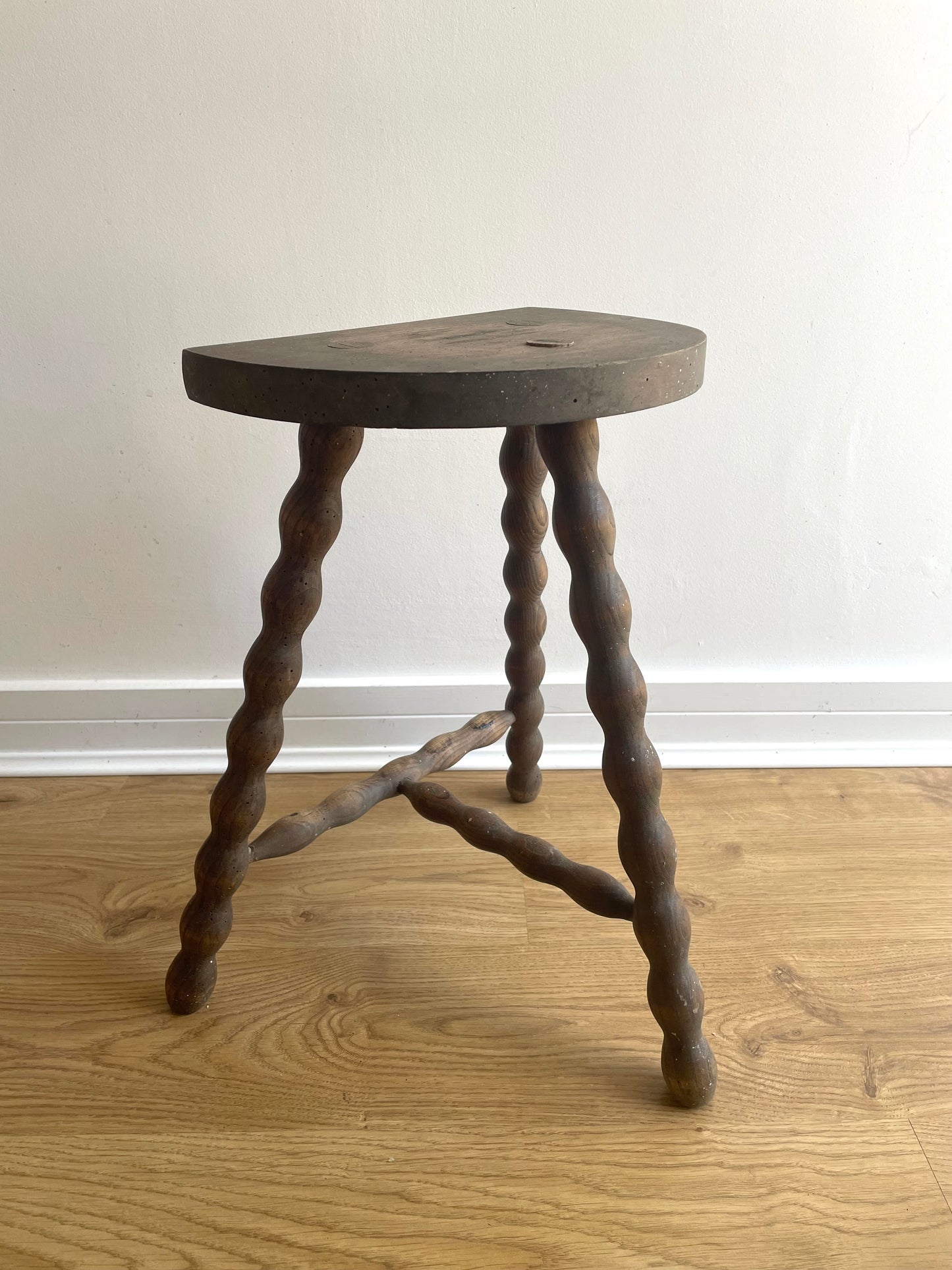Wooden half moon bobbin stool