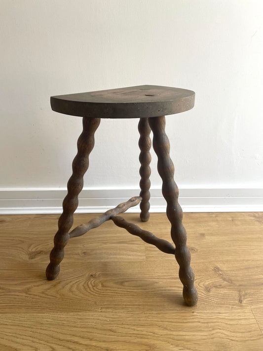 Wooden half moon bobbin stool