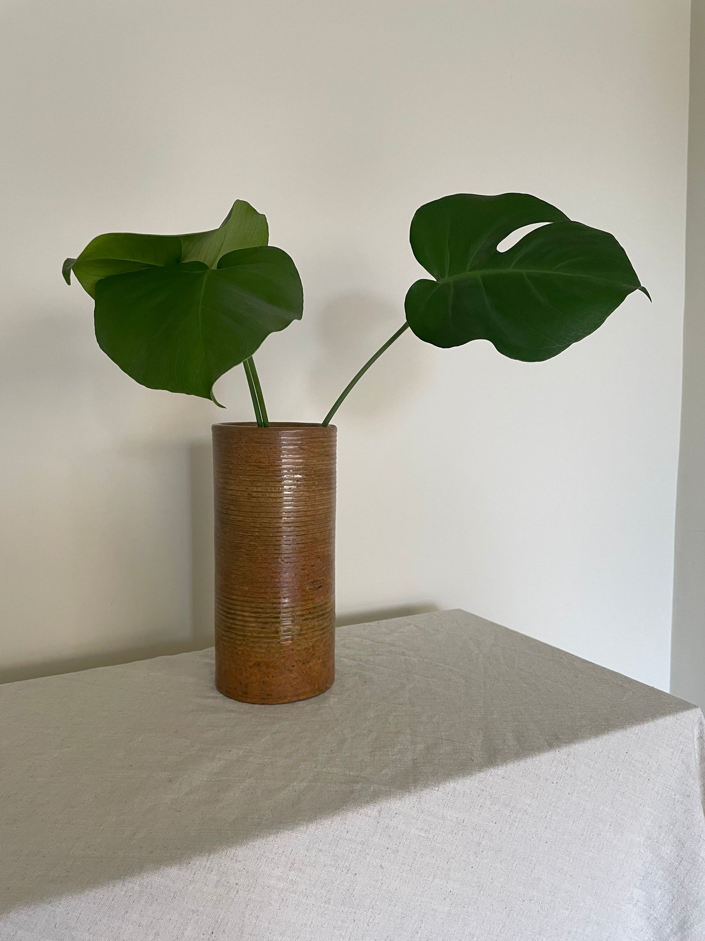 Vintage brown stoneware vase