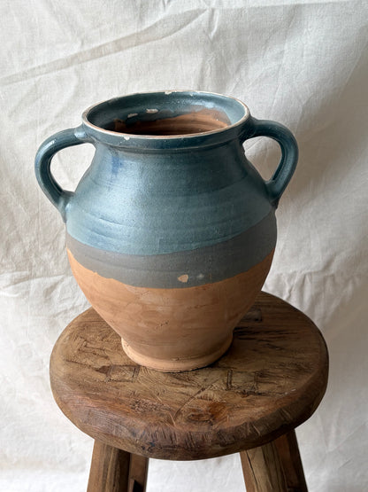 Vintage unglazed blue terracotta jug