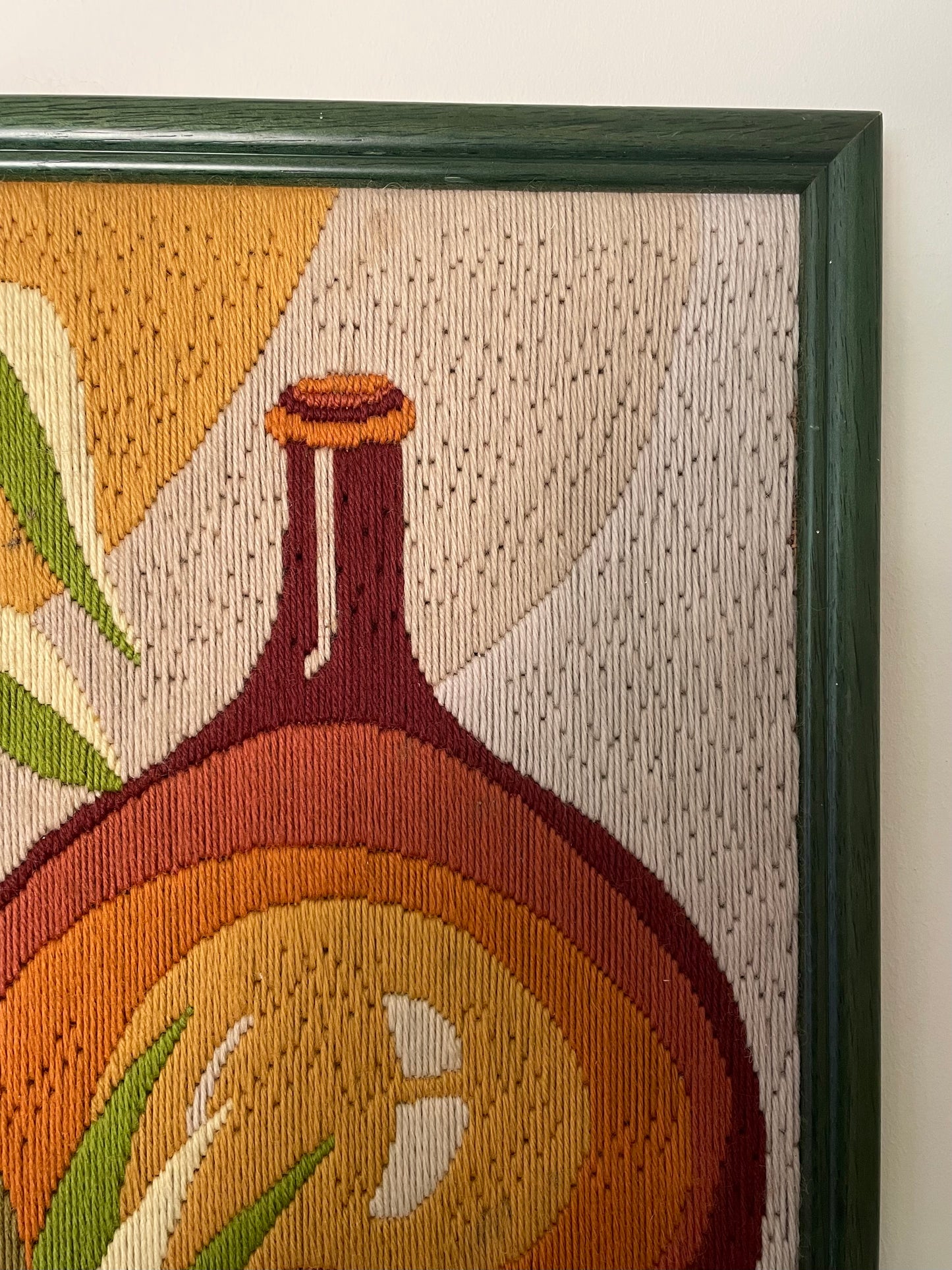 Mid century modern colourful embroidery artwork